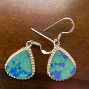Blue and turquoise t eardrop earrings